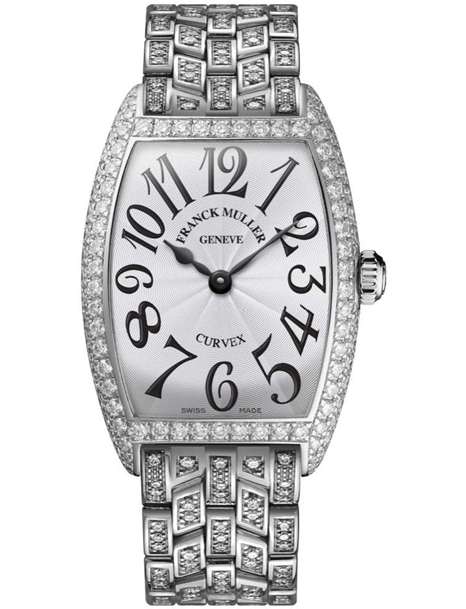 Cintree Curvex 29mm in White Gold with Diamond Bezel on White Gold Pave Diamond Bracelet with Silver Dial