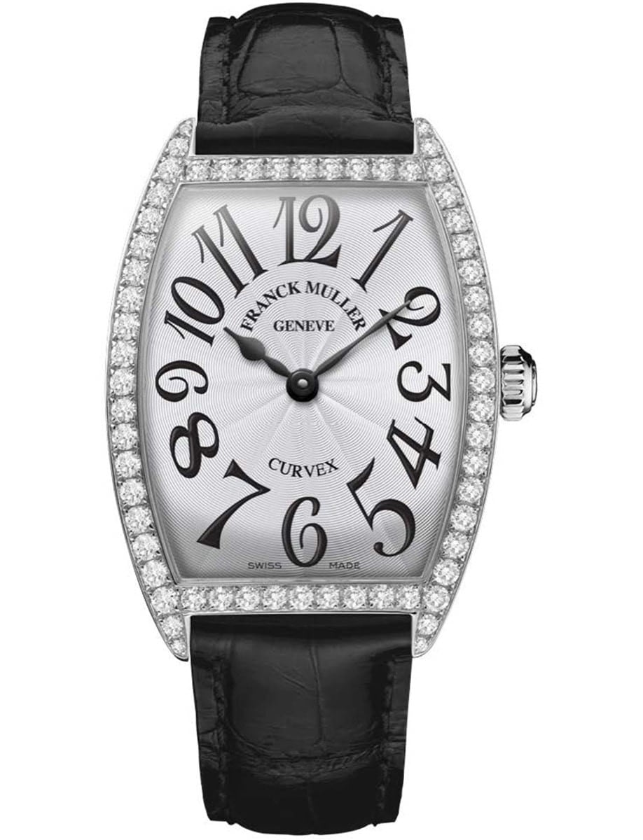 Cintree Curvex 29mm in Steel with Diamond Bezel on Black Alligator Leather Strap with Silver Dial