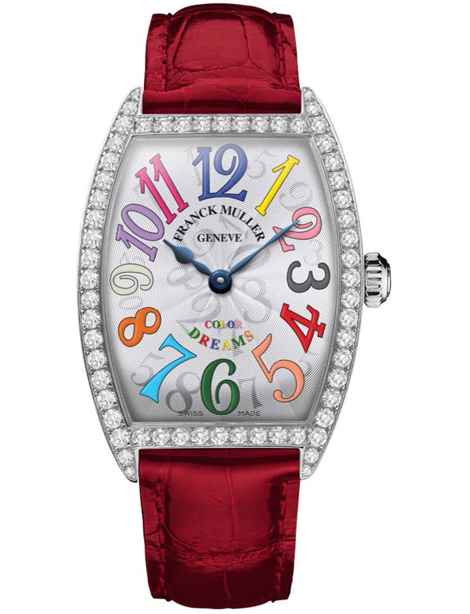 Cintree Curvex 29mm in Steel with Diamond Bezel on Red Alligator Leather Strap with Silver Dial