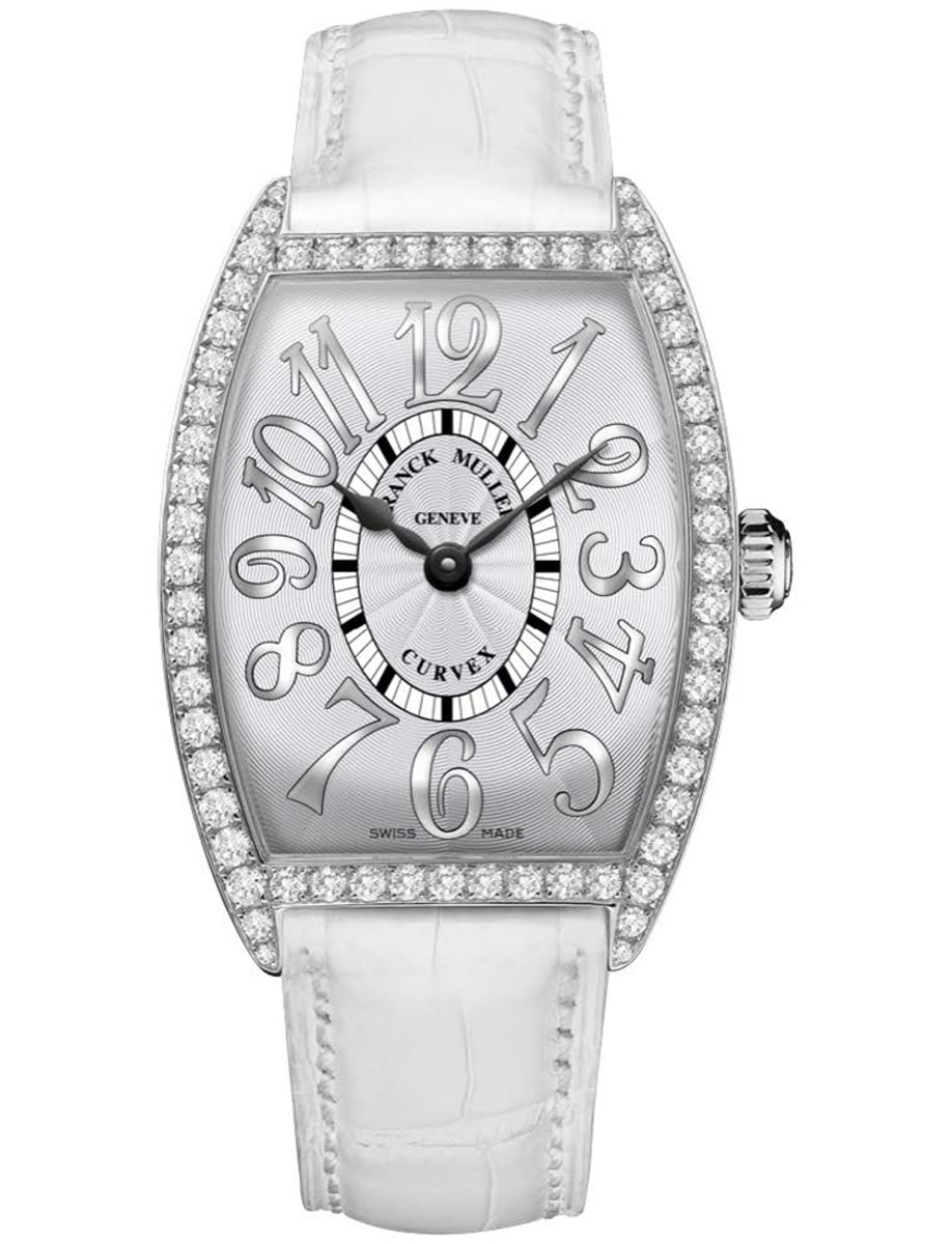 Cintree Curvex 29mm in Steel with Diamond Bezel on White Alligator Leather Strap with Silver Dial