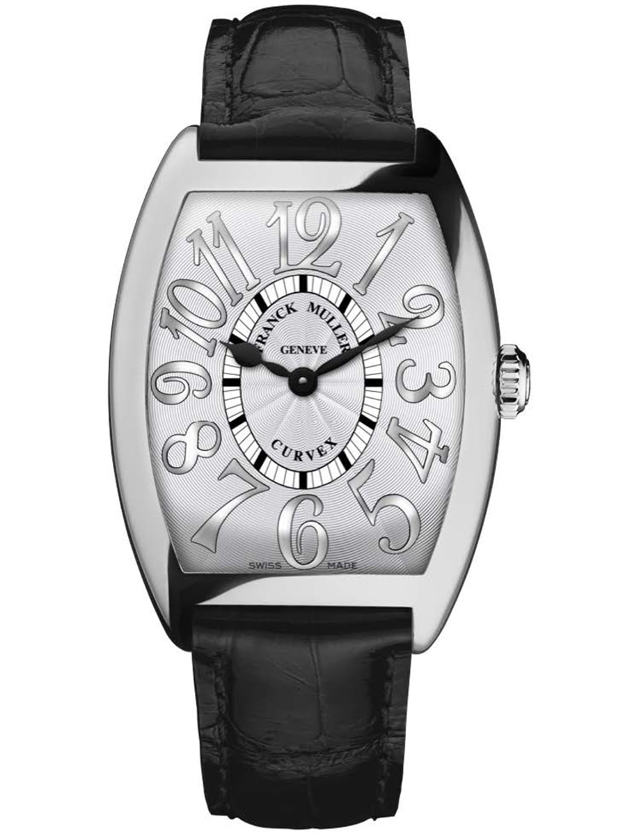 Cintree Curvex 29mm in Steel on Black Alligator Leather Strap with Silver Dial
