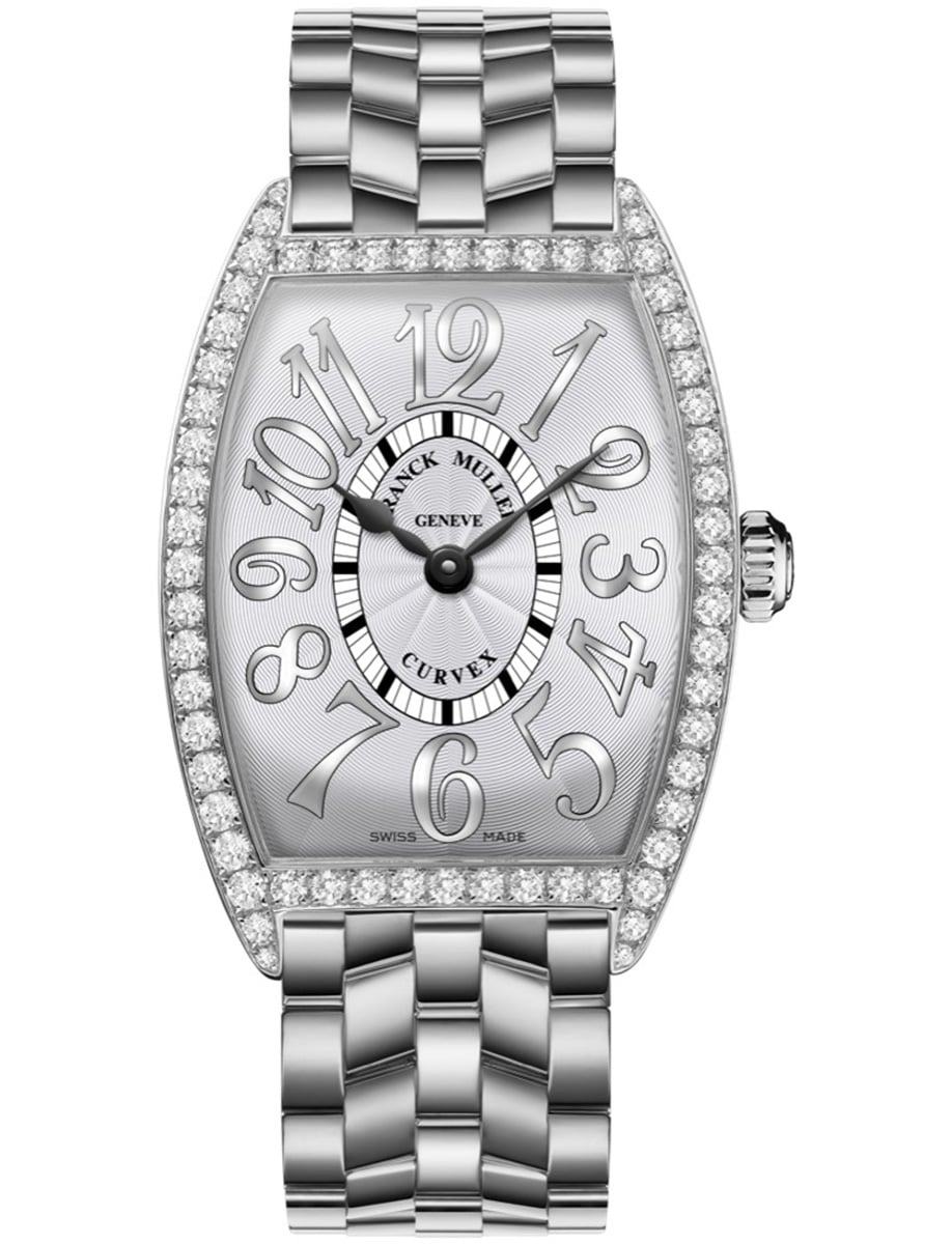 Cintree Curvex 29mm in Steel with Diamond Bezel on Steel Bracelet with Silver Dial