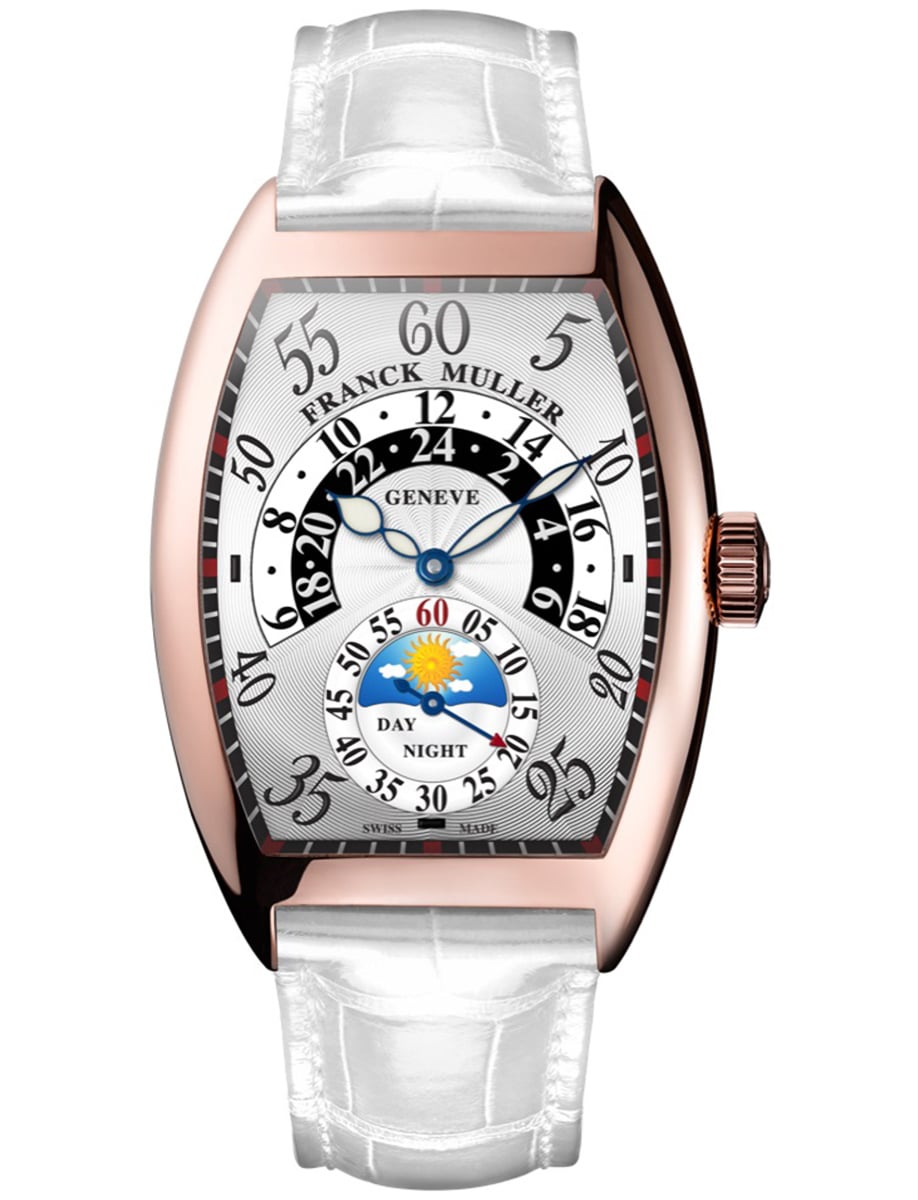 Cintree Curvex 36mm in Rose Gold on White Alligator Leather Strap with Silver Dial