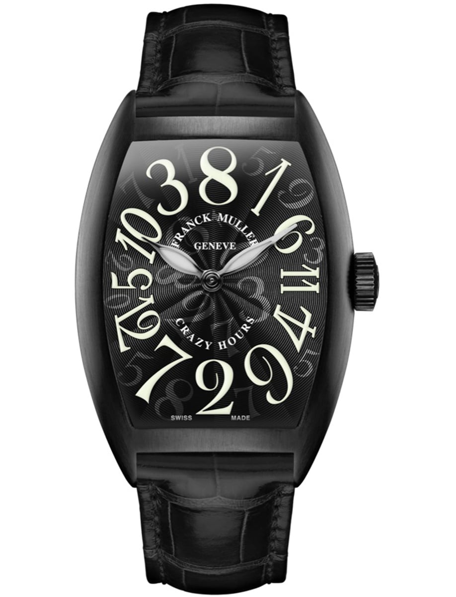Cintree Curvex 39mm in Black Steel on Black Alligator Leather Strap with Black Dial