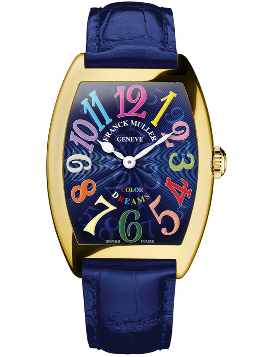 Cintree Curvex 29mm in Yellow Gold on Blue Alligator Leather Strap with Blue Dial