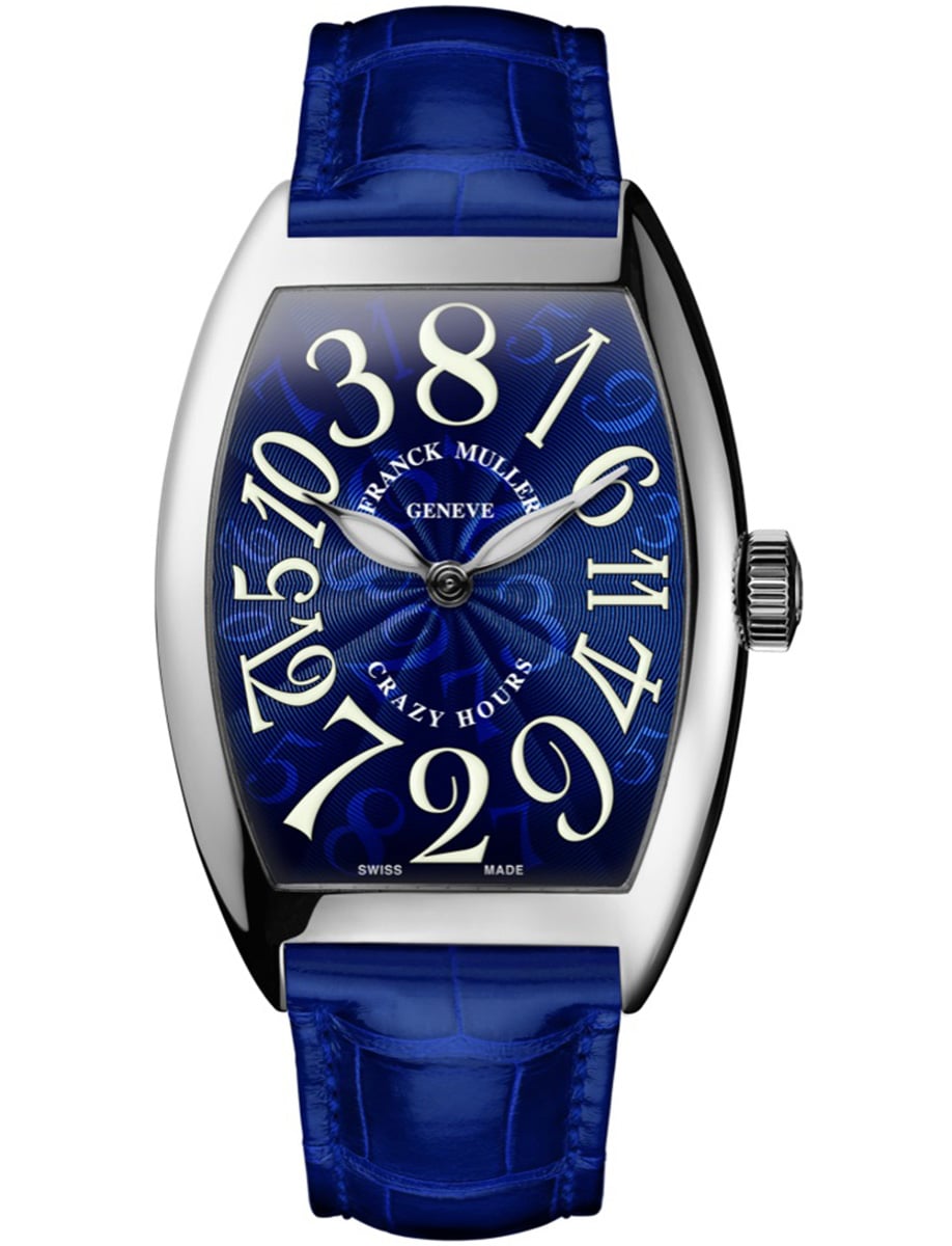 Cintree Curvex 39mm in Steel on Blue Alligator Leather Strap with Blue Dial