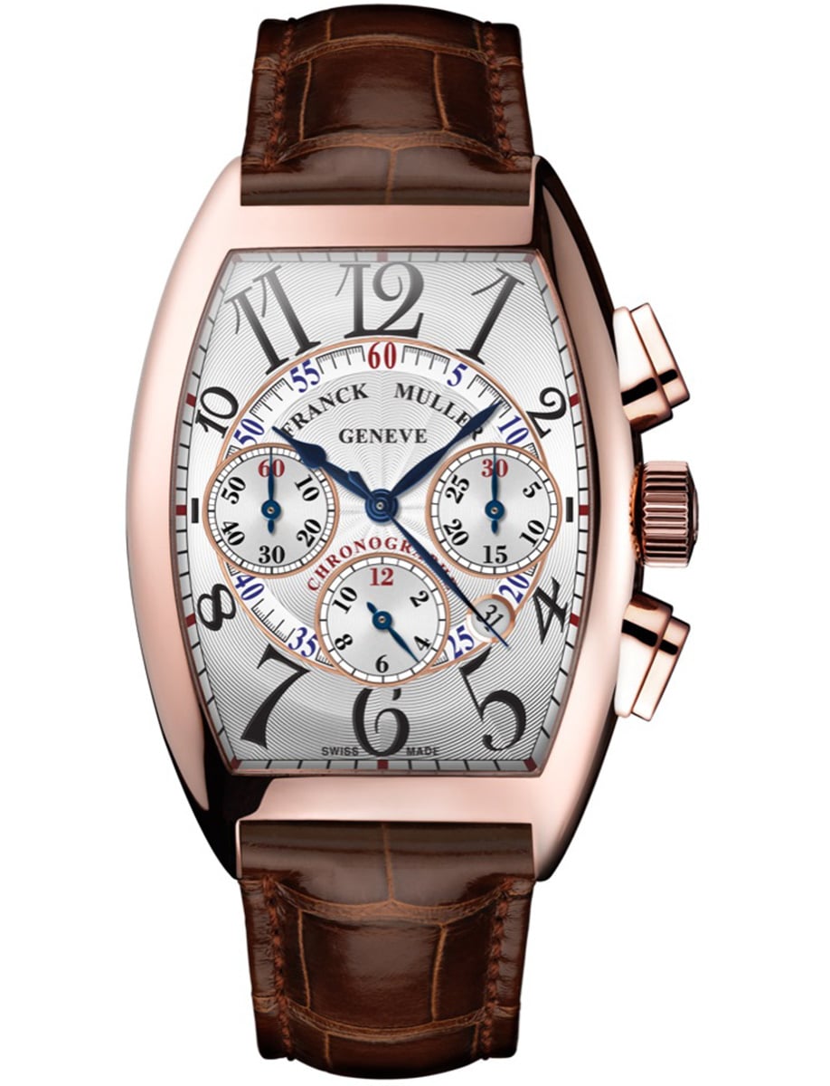 Cintrée Curvex 36mm in Rose Gold on Brown Alligator Leather Strap with Silver Dial