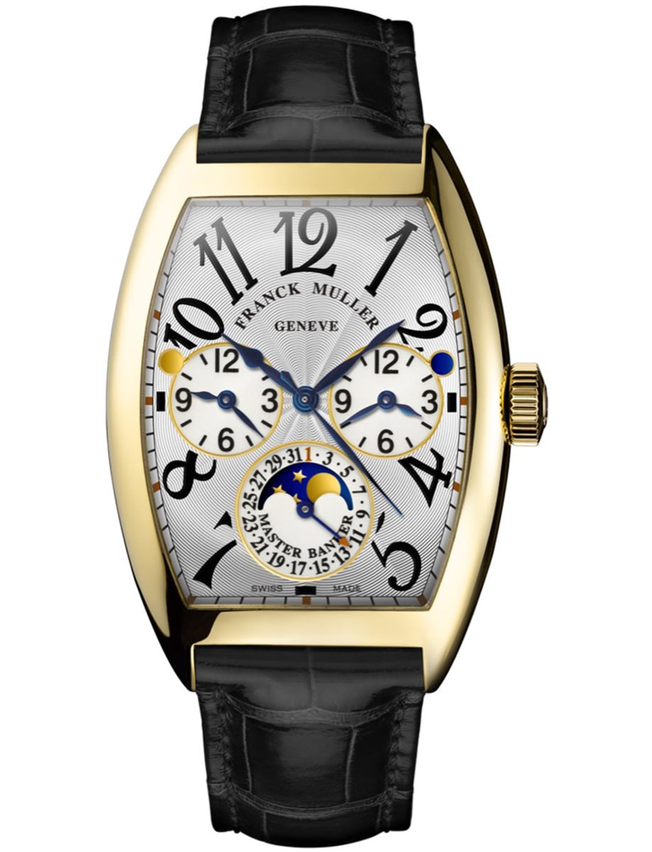 Cintrée Curvex 36mm in Yellow Gold on Black Alligator Leather Strap with Silver Dial
