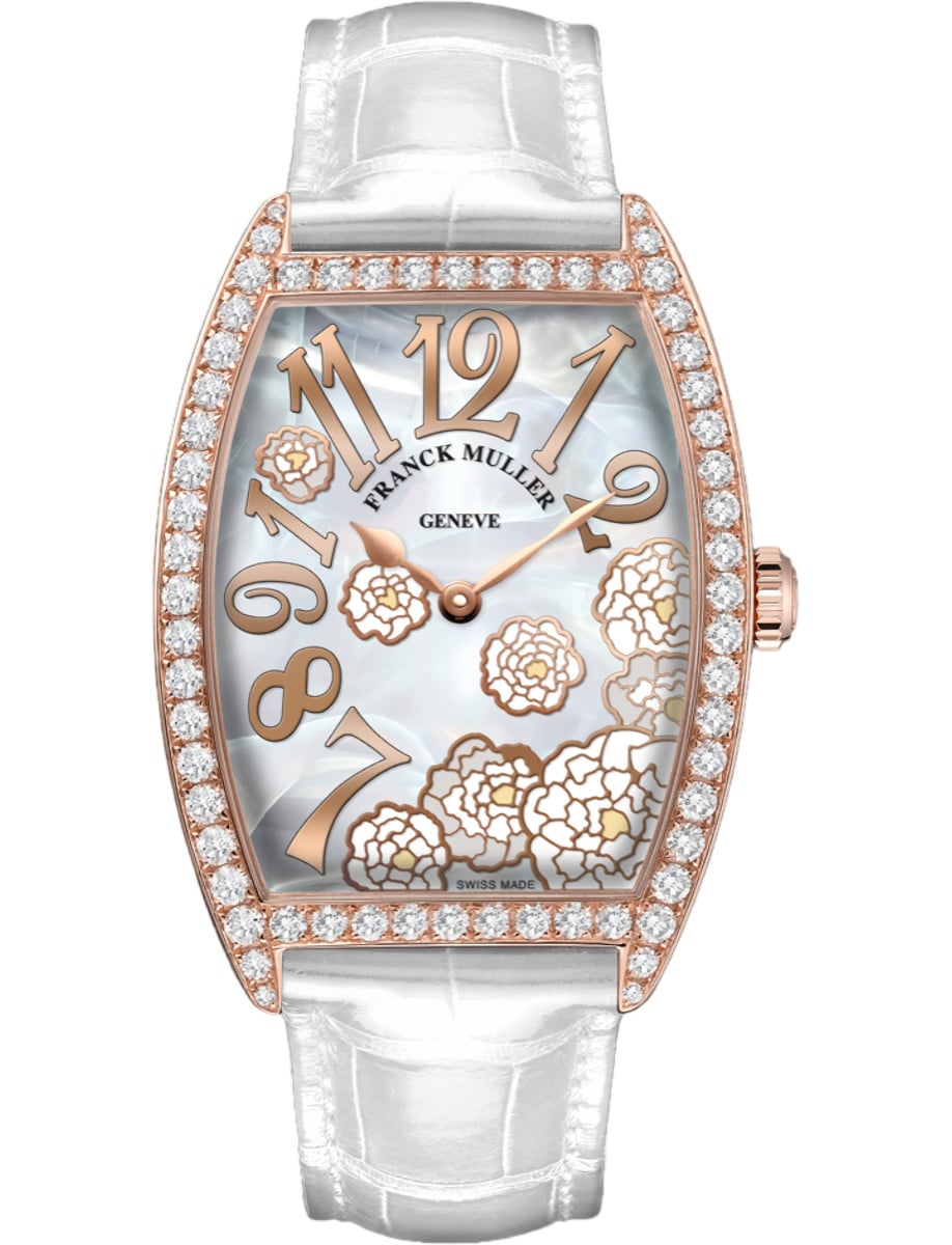 Cintrée Curvex 31mm in Rose Gold with Diamond Case on White Alligator Leather Strap with MOP Dial - Limited Edition