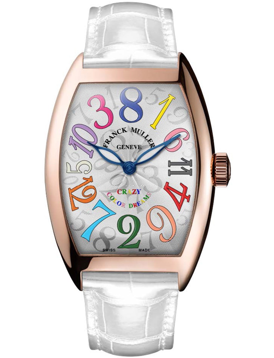 Cintree Curvex 35mm in Rose Gold on White Alligator Leather Strap with silver Dial