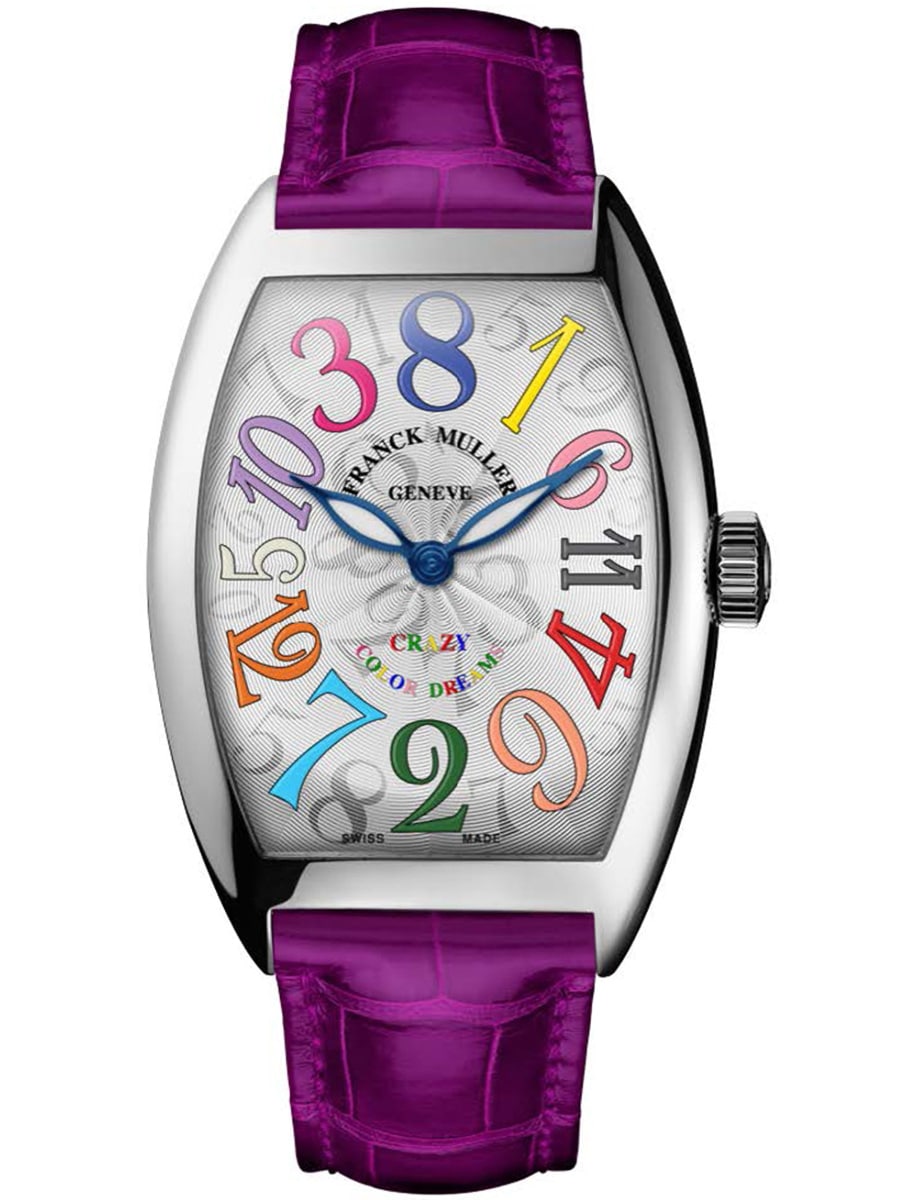 Cintree Curvex 35mm in Steel on Purple Alligator Leather Strap with Silver Dial