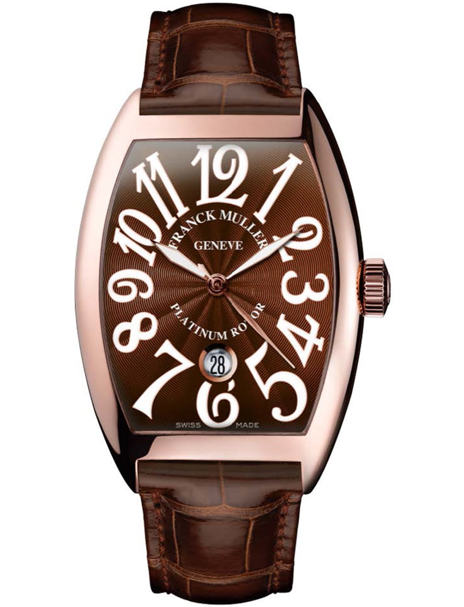 Cintree Curvex 35mm in Rose Gold on Brown Alligator Leather Strap with Brown Dial
