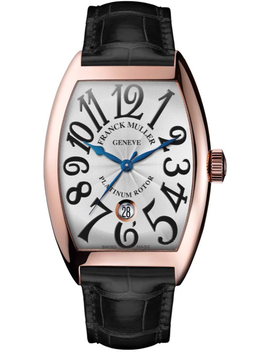 Cintree Curvex 36mm in Rose Gold on Black Alligator Leather Strap with Silver Dial