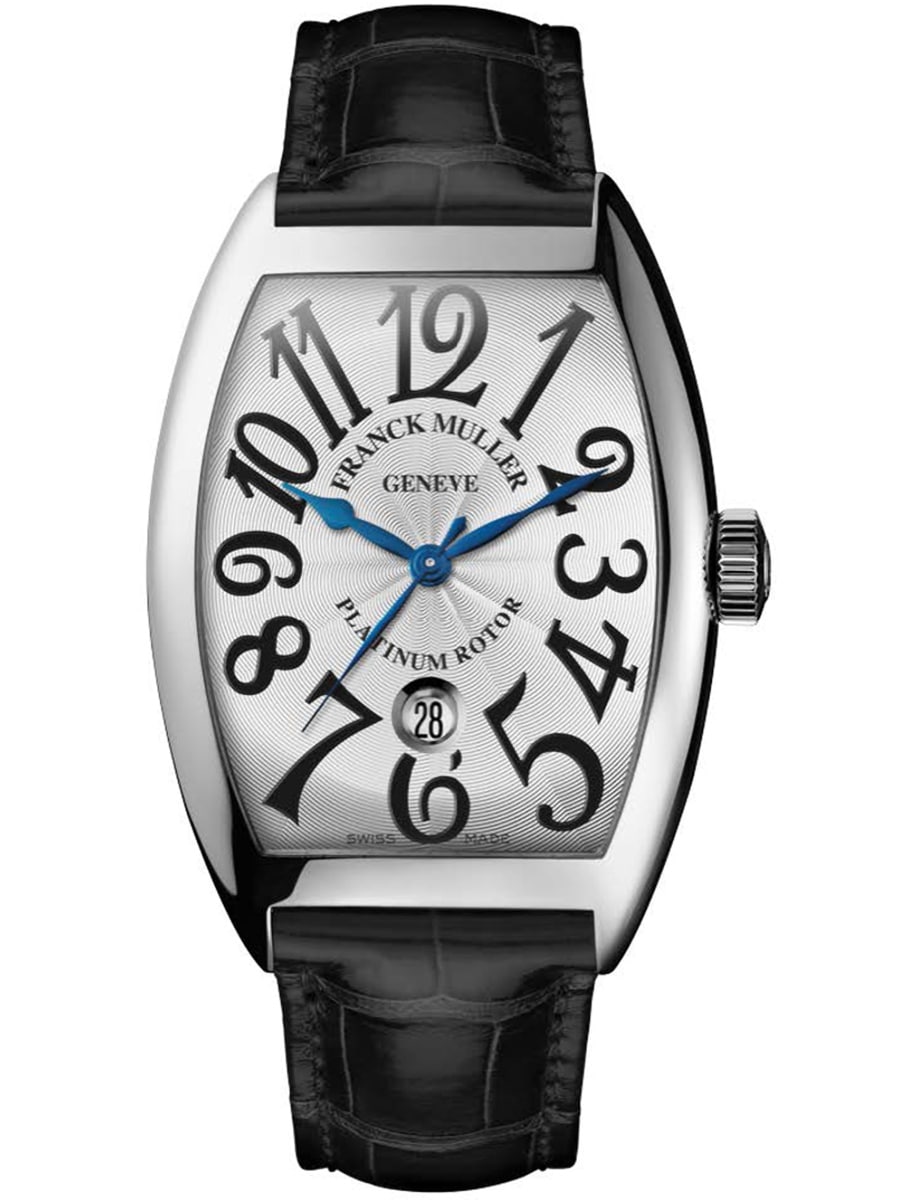 Cintree Curvex 36mm in Steel on Black Crocodile Leather Strap with Silver Dial