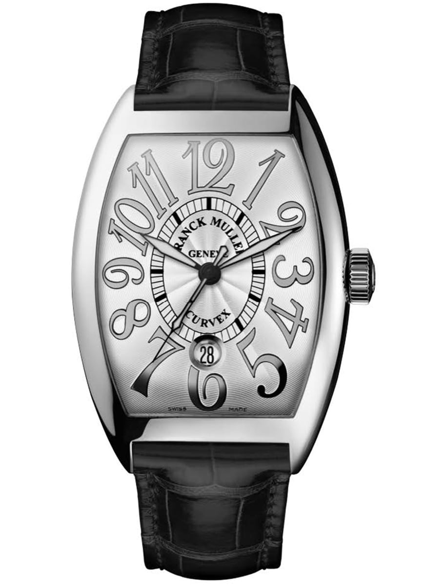 Cintree Curvex 36mm in Steel on Black Crocodile Leather Strap with Silver Dial