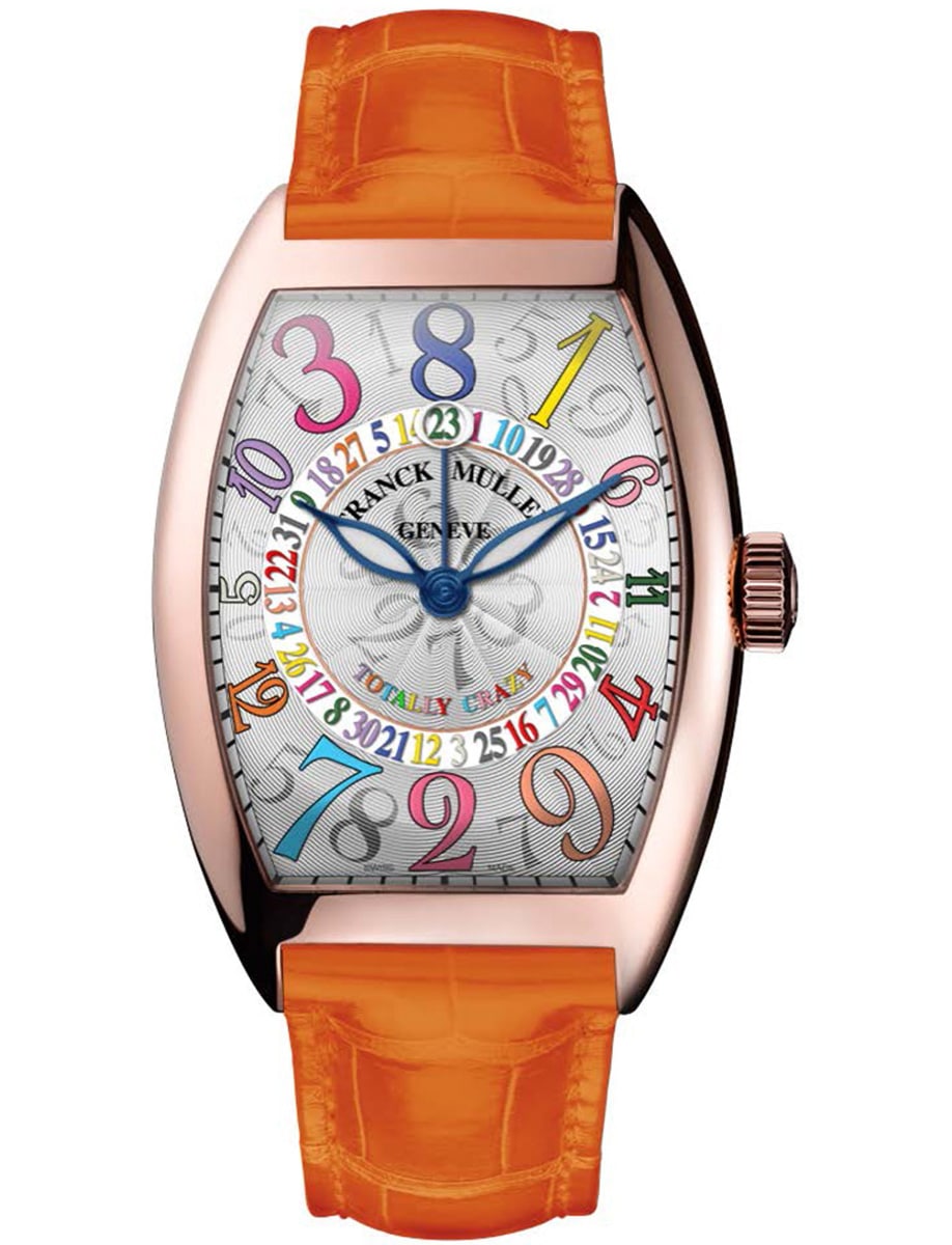 Cintree Curvex 36mm in Rose Gold on Orange Crocodile Leather Strap with Silver Dial