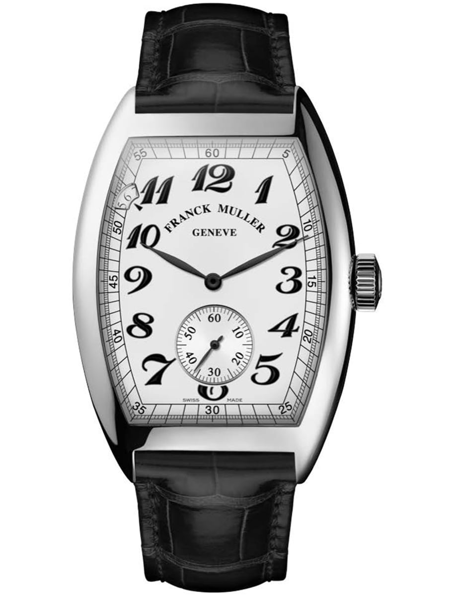 Cintree Curvex Small Seconds 39mm in Steel on Black Alligator Leather Strap with White Dial