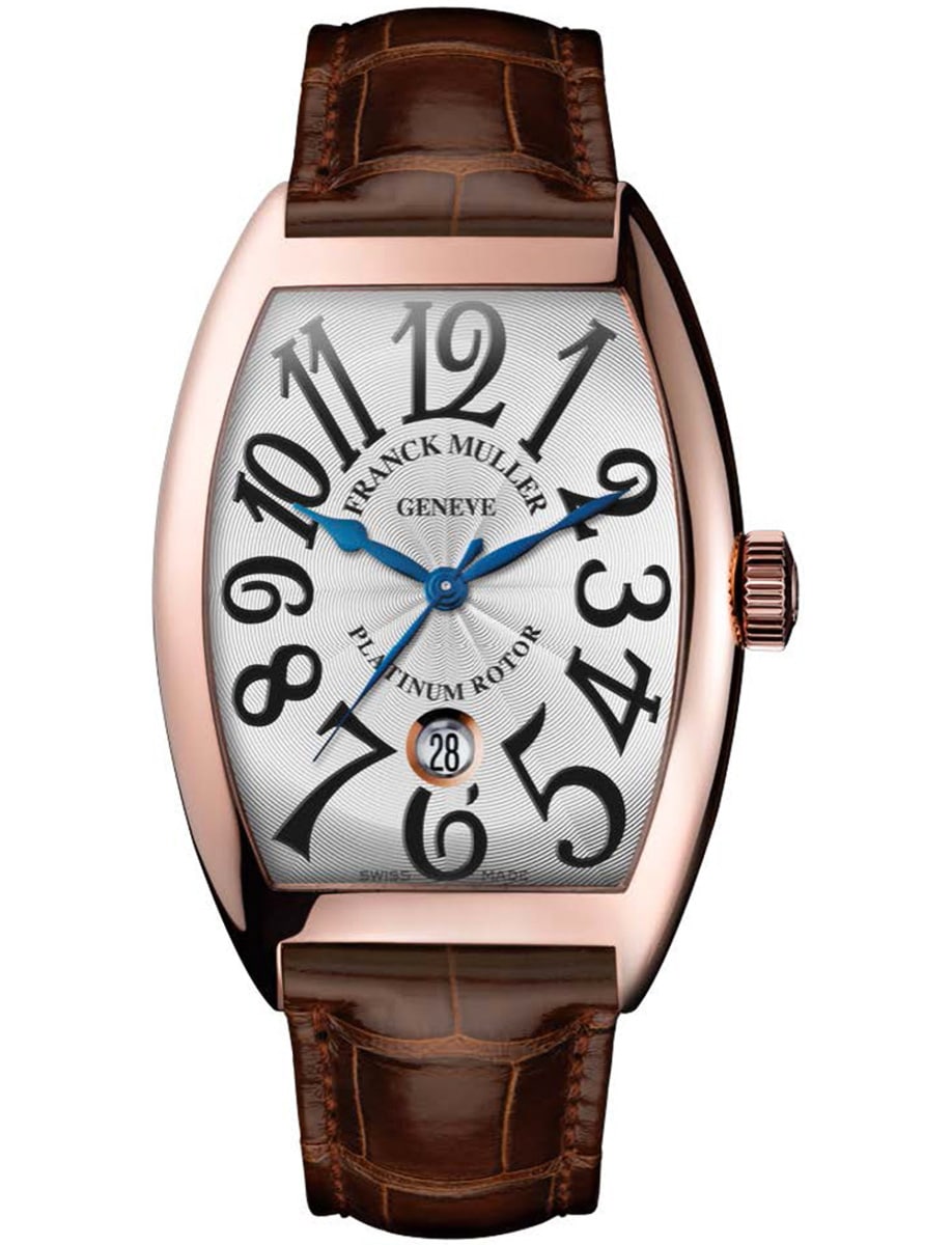 Cintree Curvex 39mm in Rose Gold on Brown Alligator Leather Strap with Silver Dial