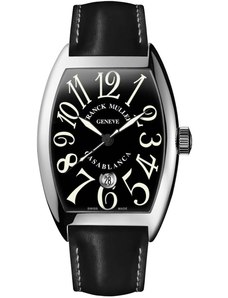 Cintree Curvex Casablanca 39mm in Steel on Black Alligator Leather Strap with Black Dial