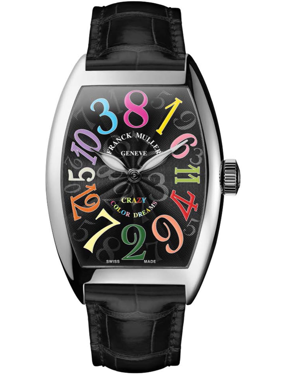 Cintree Curvex Crazy Color Dreams 39mm in Steel on Black Alligator Leather Strap with Black Dial
