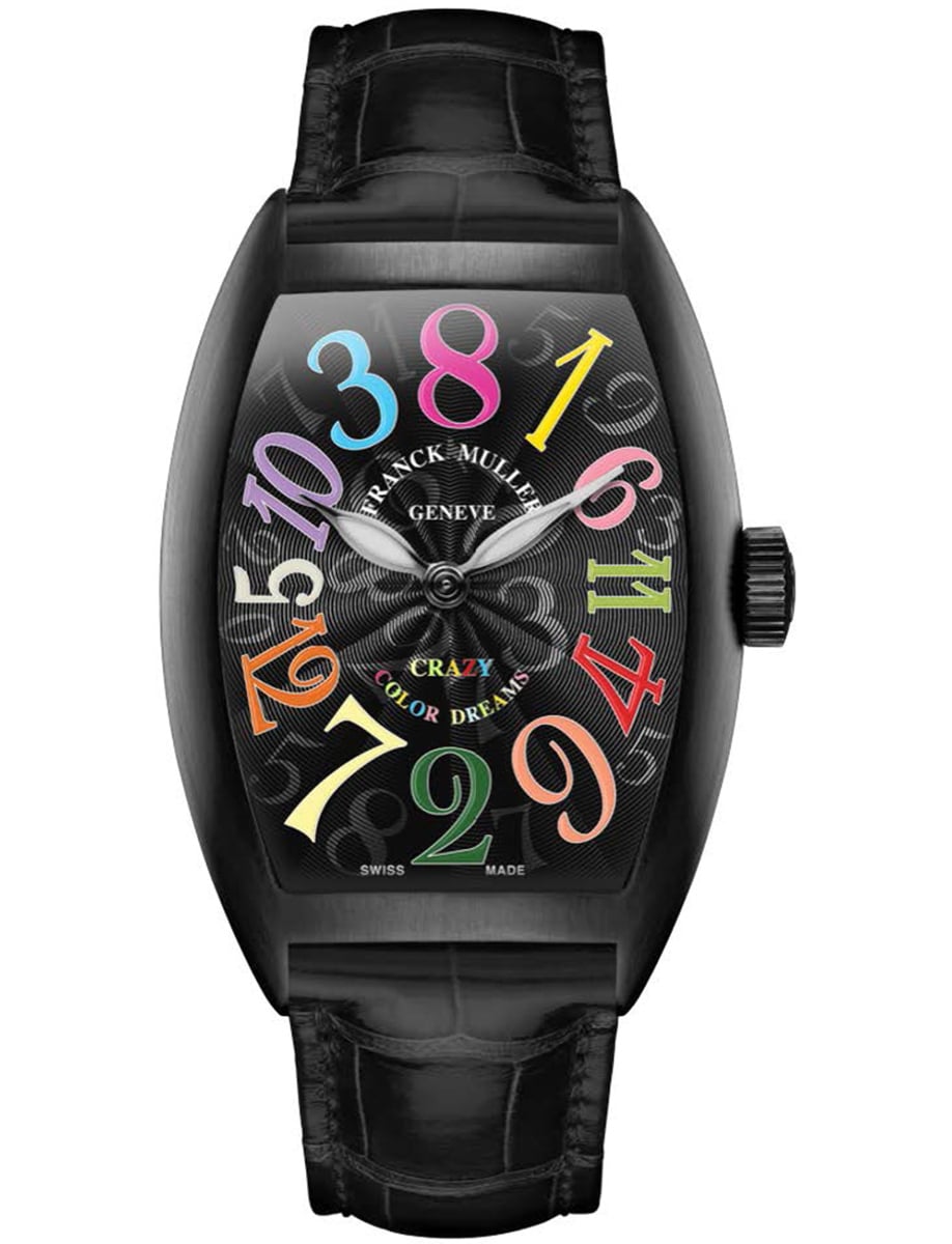 Cintree Curvex Crazy Color Dreams 39mm in Black PVD Coated Steel on Black Alligator Leather Strap with Black Dial