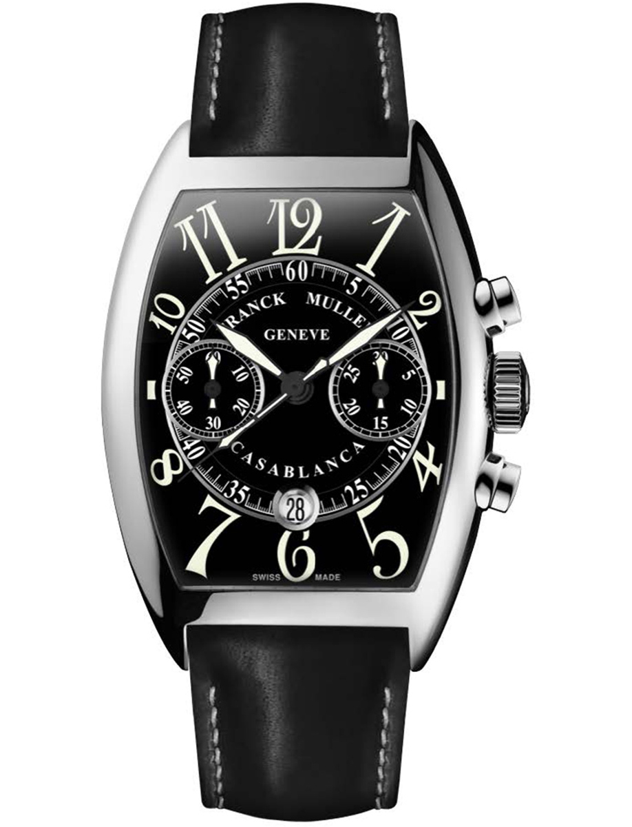Cintree Curvex Casablanca 39mm in Steel on Black Alligator Leather Strap with Black Dial