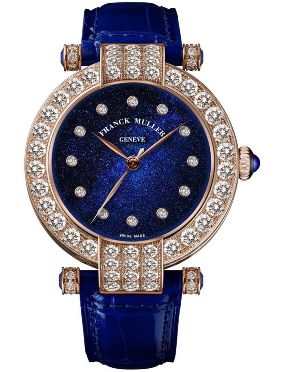 Cielo 39mm in Rose Gold with Diamond Bezel on Blue Alligator Leather Strap with Blue Diamond Dial