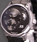 PanoMaticLunar 40mm in Steel on Black Crocodile Leather Strap with Ruthenium Dial
