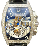 Cintree Curvex 43mm in Steel with Diamond Case on Black Crocodile Leather Strap with Skeleton Dial