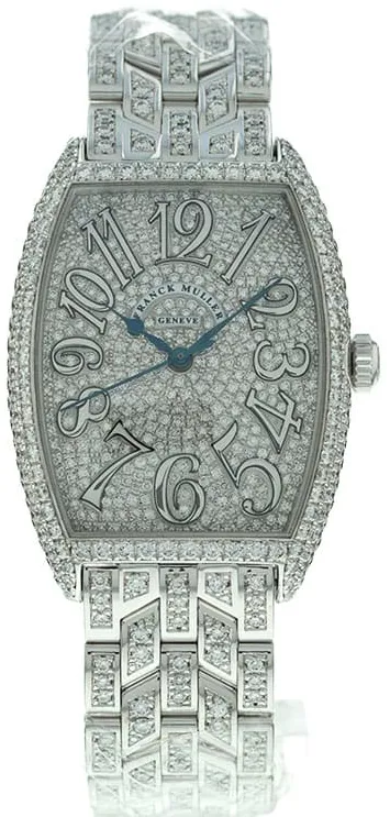Cintre Curvex in White Gold with Pave Diamond Case on White Gold Pave Diamond Bracelet with Pave Diamond Dial