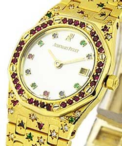 Lady's Yellow Gold ROYAL OAK  ***VERY RARE*** Ruby Bezel and Special Bracelet