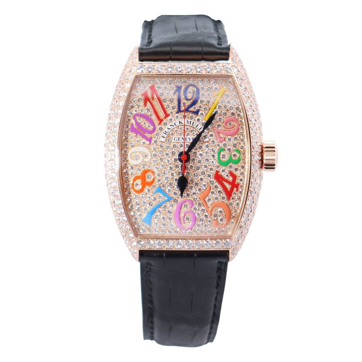 Cintree Curvex Color Dreams in Rose Gold with Diamond Bezel on Black Crocodile Leather Strap with Pave Diamond Dial