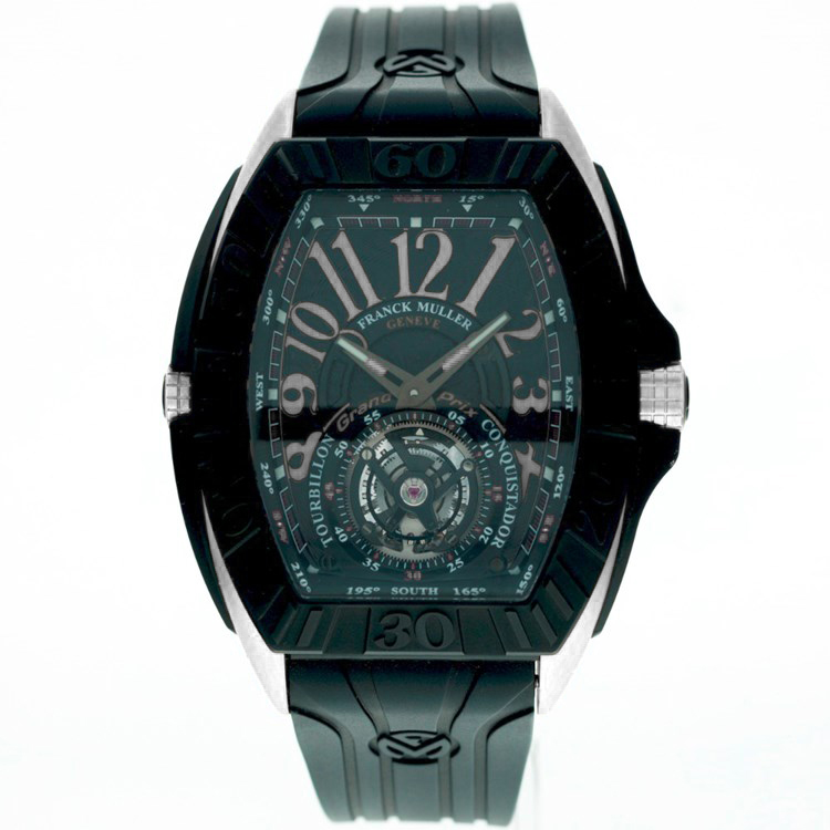 Conquistador Grand Prix Tourbillon in Titanium on Black Rubber Strap with Black Dial