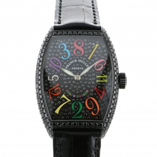 Cintree Curvex Crazy Hours Color Dreams in White Gold with Black Diamond Bezel on Black Crocodile Leather Strap with Pave Black Diamond Dial