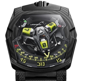 UR-220 SL Asimov 43.8mm in Black Carbon - Limited Edition on Black Rubber Strap with Openwork Dial