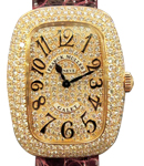 Lady Galet 28.75mm in Rose Gold with Pave Diamond Bezel on Red Crocodile Leather Strap with Pave Diamond Dial