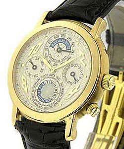 Jules Audemars Metropolis in Yellow Gold on Black Leather Strap with Silver Dial