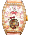Cintree Curvex Sakura Tourbillon in Rose Gold with Diamond Bezel on Pink Crocodile Leather Strap with Silver Dial