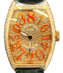 Cintree Curvex Crazy Hours in Rose Gold with Diamond Bezel on Black Crocodile Leather Strap with Pave Diamond Dial