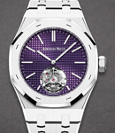 Royal Oak Flying Tourbillon Extra Thin 37mm 50th Anniversary in Steel on Steel Bracelet with Purple Dial