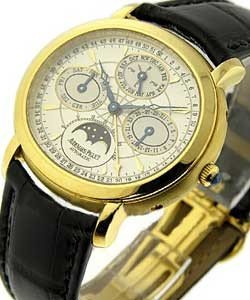 MILLENARY  Perpetual Calendar in Yellow Gold  on Black Crocodile Leather Strap with Silver Dial 