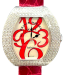 Infinity Color Dreams 35mm in White Gold with Diamond Bezel on Red Crocodile Leather Strap with Ivory Dial