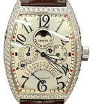 Cintree Curvex Perpetual Calendar in White Gold with Diamond Bezel on Black Crocodile Leather Strap with silver Dial
