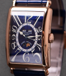 Long Island Master Calendar in Rose Gold on Blue Strap with Blue Dial