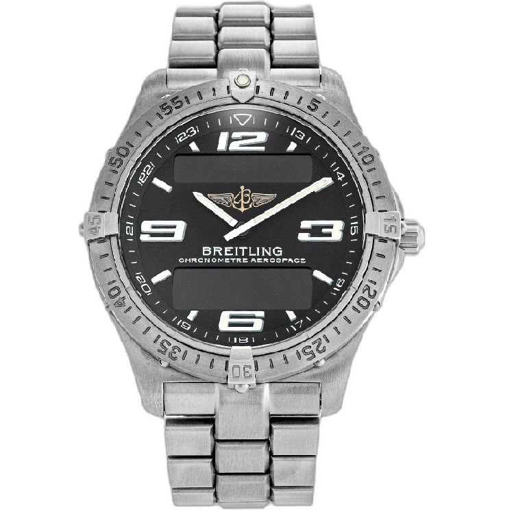 Aerospace Quartz 40mm in Titanium on Titanium Bracelet with Black Dial