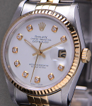 2-Tone Datejust 36mm  on Jubilee Bracelet - Fluted Bezel - Custom White Diamond DIal 