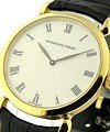 Classic inYellow Gold  on Black Leather Strap with Silver Dial