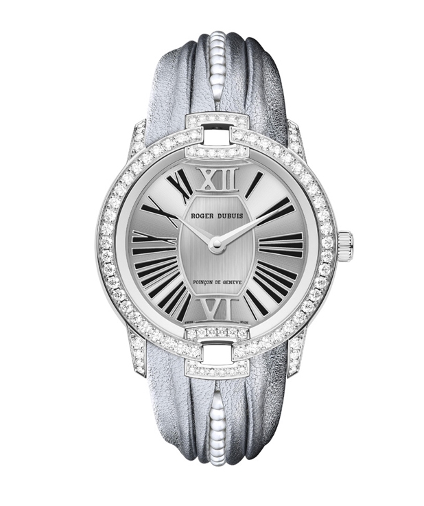 Velvet Automatic 36mm Le in White Gold with Diamond Bezel on Pearl Haute Couture Silver Strap with Silver Dial