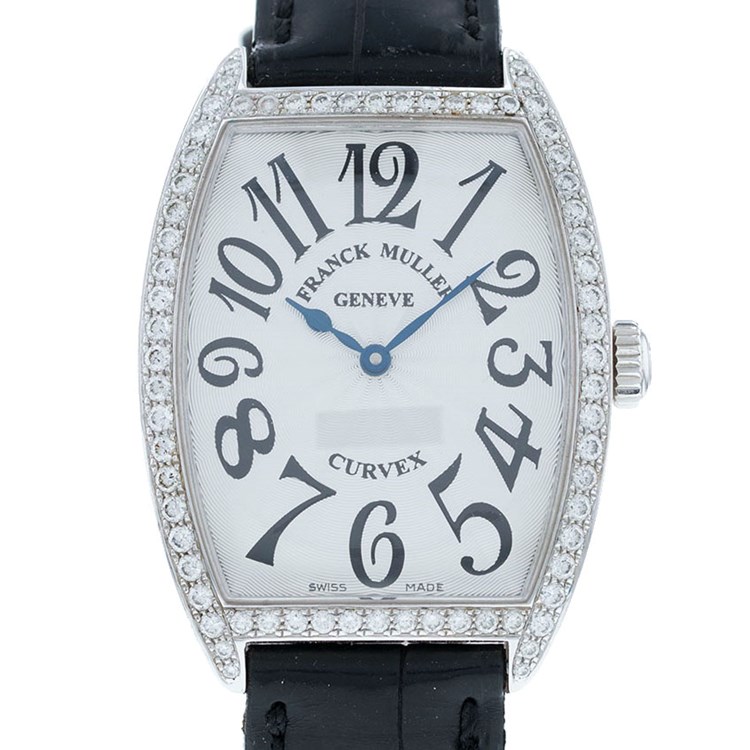 Curvex 36mm in Steel with Diamond Bezel on Black Alligator Leather Strap with Silver Dial