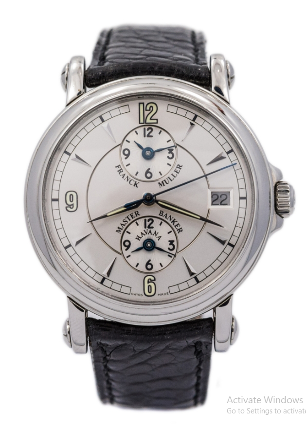 Master Banker Havana 3802 in Platinum on Black Crocodile Leather Strap with Silver Dial